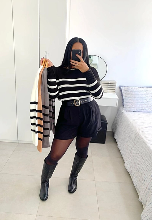 Blusa Tricot Over Listras Preto