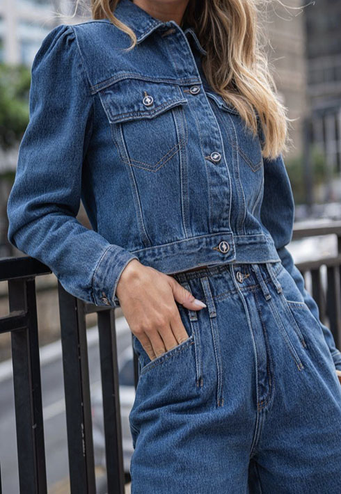 Jaqueta Cropped Jeans Duda Média