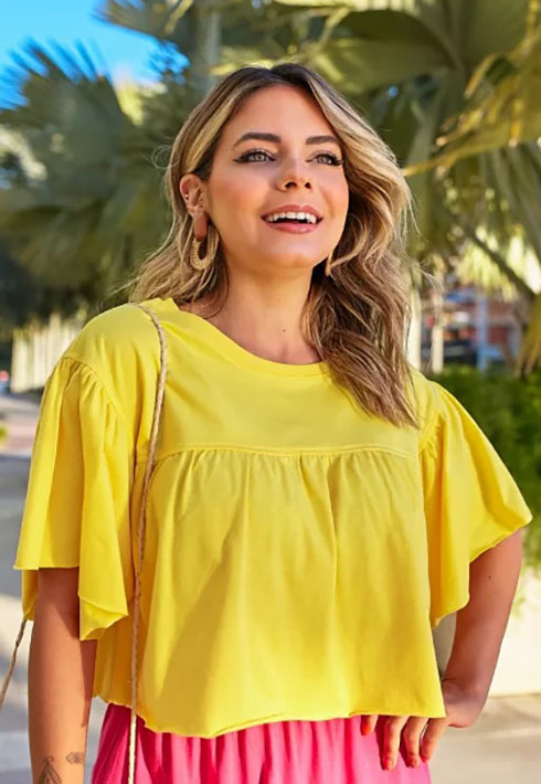 Cropped Bianca Amarelo Feminino