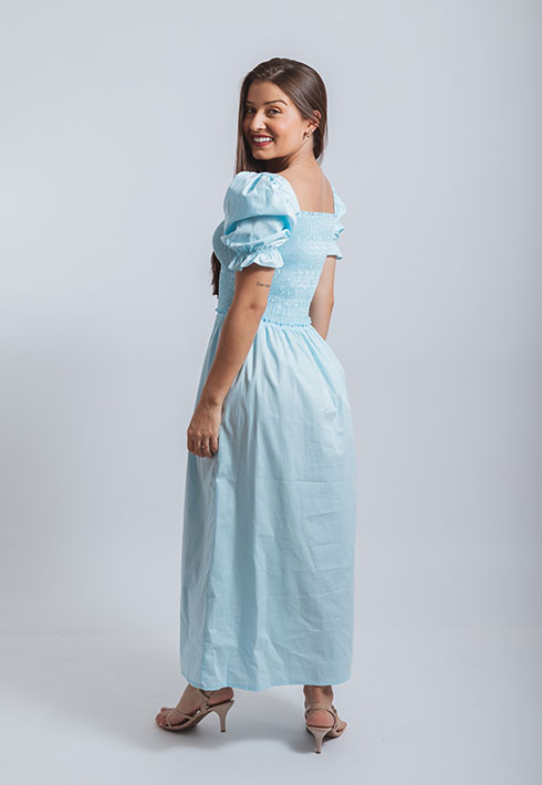 Vestido Lastex Mari Poá Azul