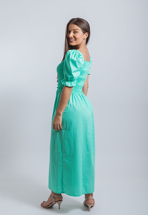 Vestido Lastex Mari Poá Verde