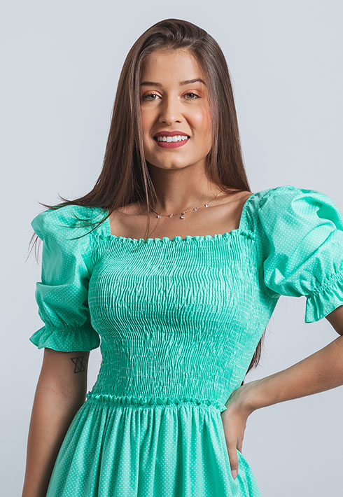 Vestido Lastex Mari Poá Verde