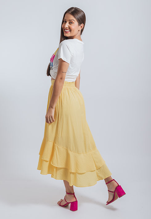 Saia Babados Alice Amarelo