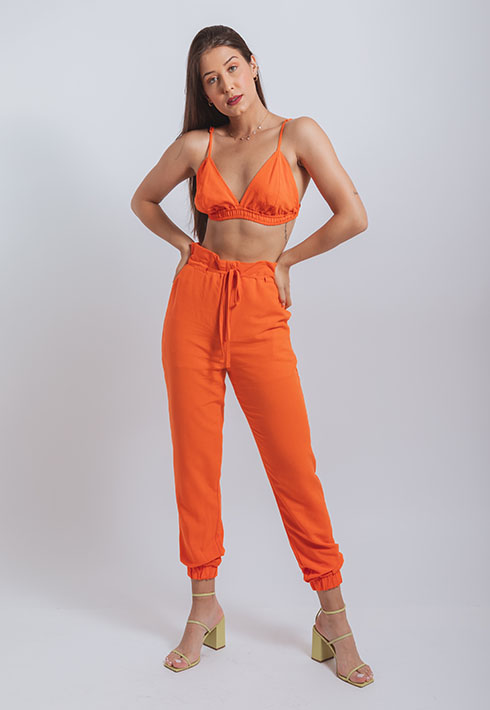 Blusa Cropped e Top Renata Laranja