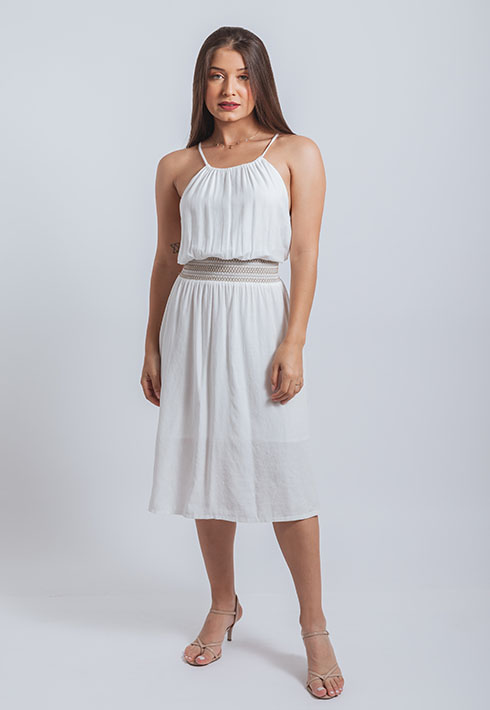 Vestido Bordado Branco Feminino