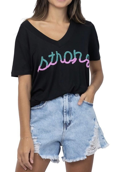 T-shirt Strong Preta Feminino