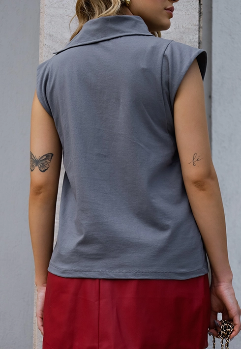 Muscle Tee Gola Camila Cinza