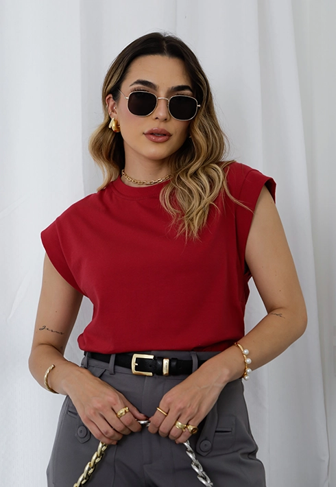 Muscle Tee Básica Selena Bordô Feminino