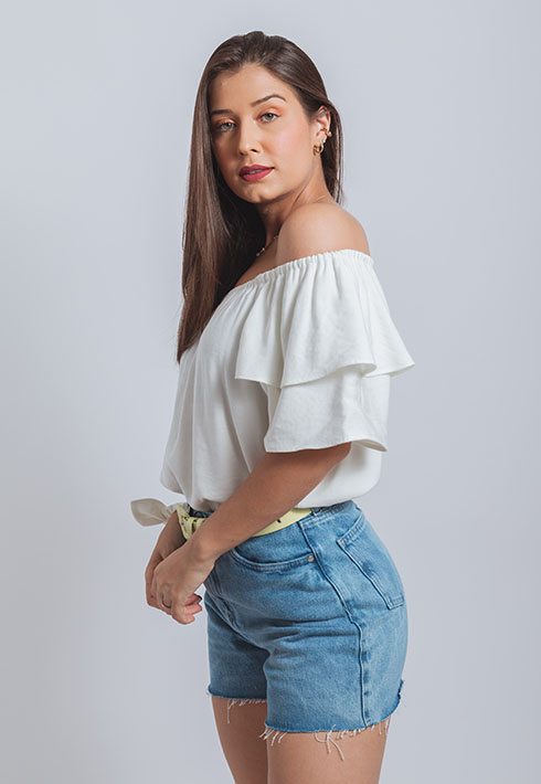 Blusa Chy Babados Off White
