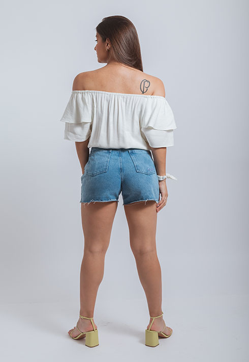 Blusa Chy Babados Off White