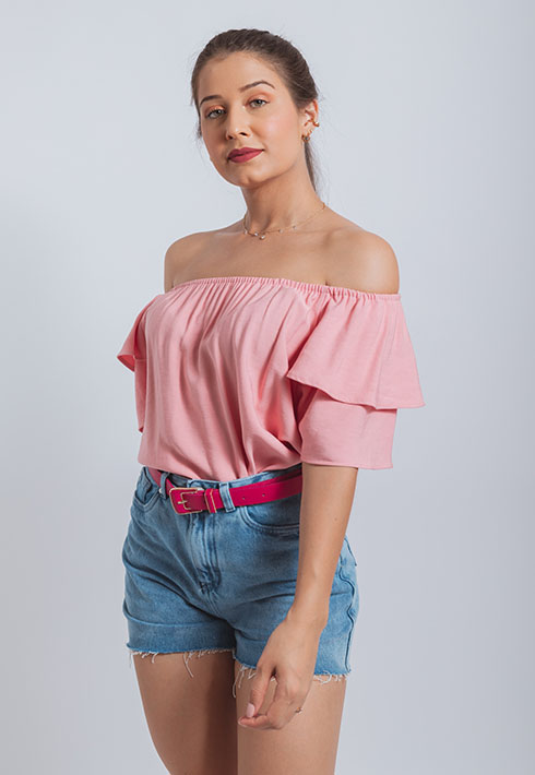 Blusa Chy Babados Rosa Feminino