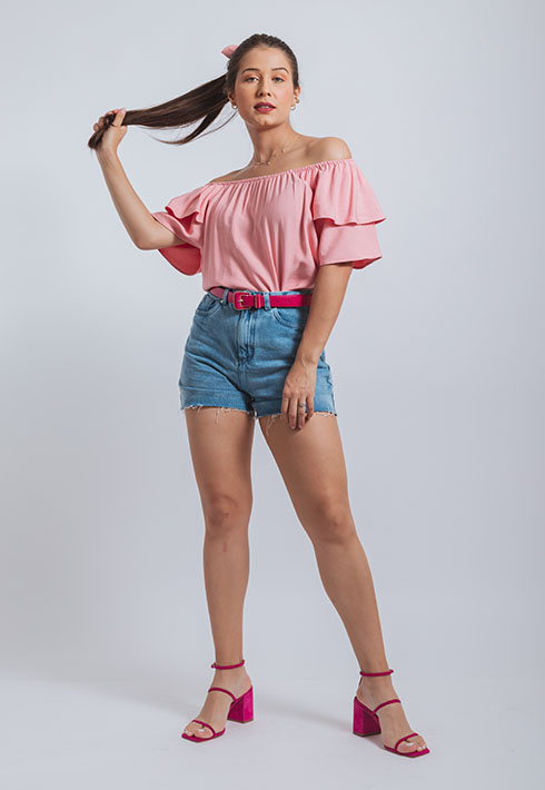 Blusa Chy Babados Rosa