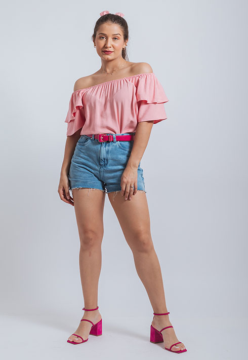 Blusa Chy Babados Rosa