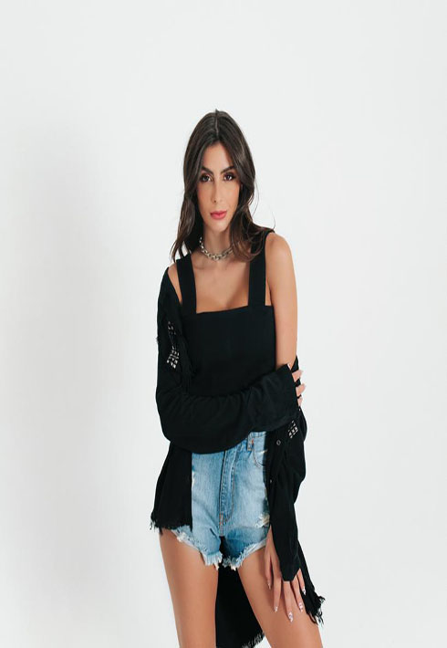 Top Alça Larga Preto