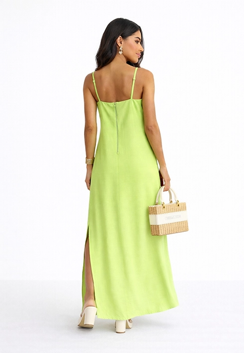 Vestido Alça Regulável Flor Verde Lima