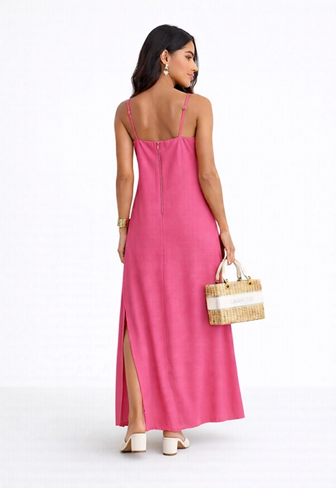 Vestido Alça Regulável Flor Rosa