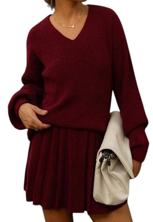 Blusa Tricot Gola V Mousse Bordô