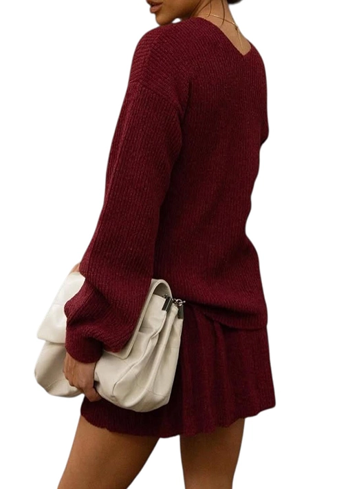 Blusa Tricot Gola V Mousse Bordô