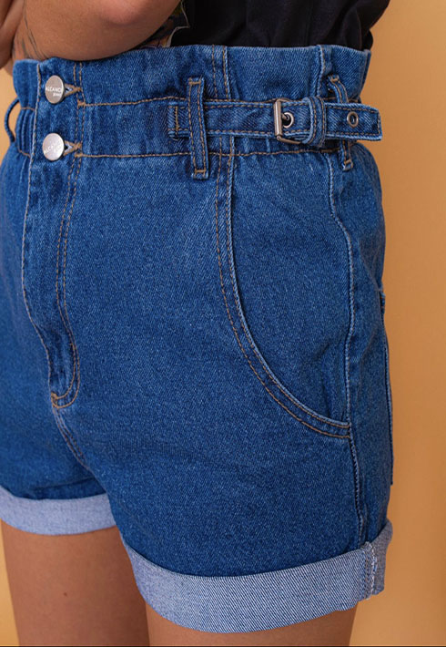 Short Baggy Elástico Cintura Fivela