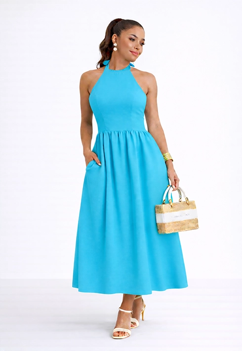 Vestido Frente Única Leona Azul 