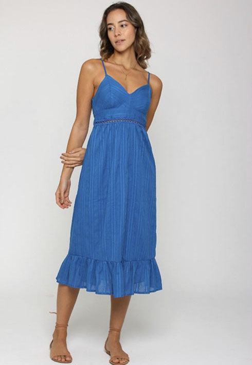 Vestido Midi Alça Pietra Azul Feminino