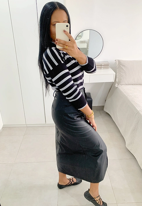 Blusa Tricot Listras Preto com Cinza