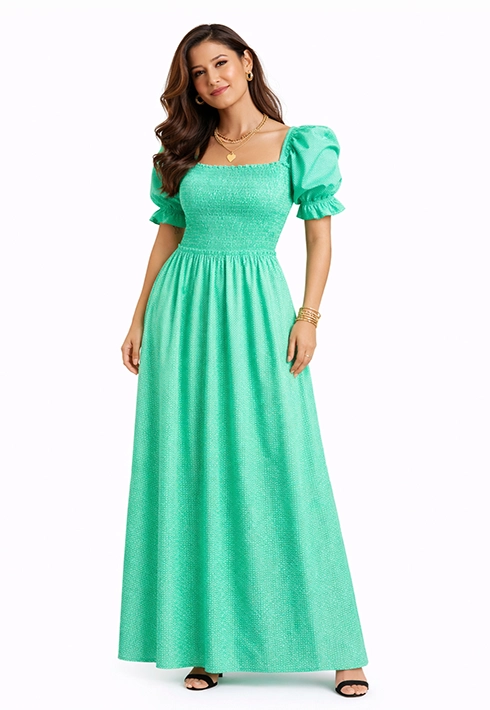 Vestido Lastex Mari Poá Verde