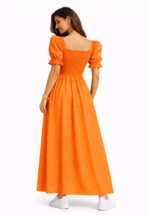 Vestido Lastex Mari Poá Laranja