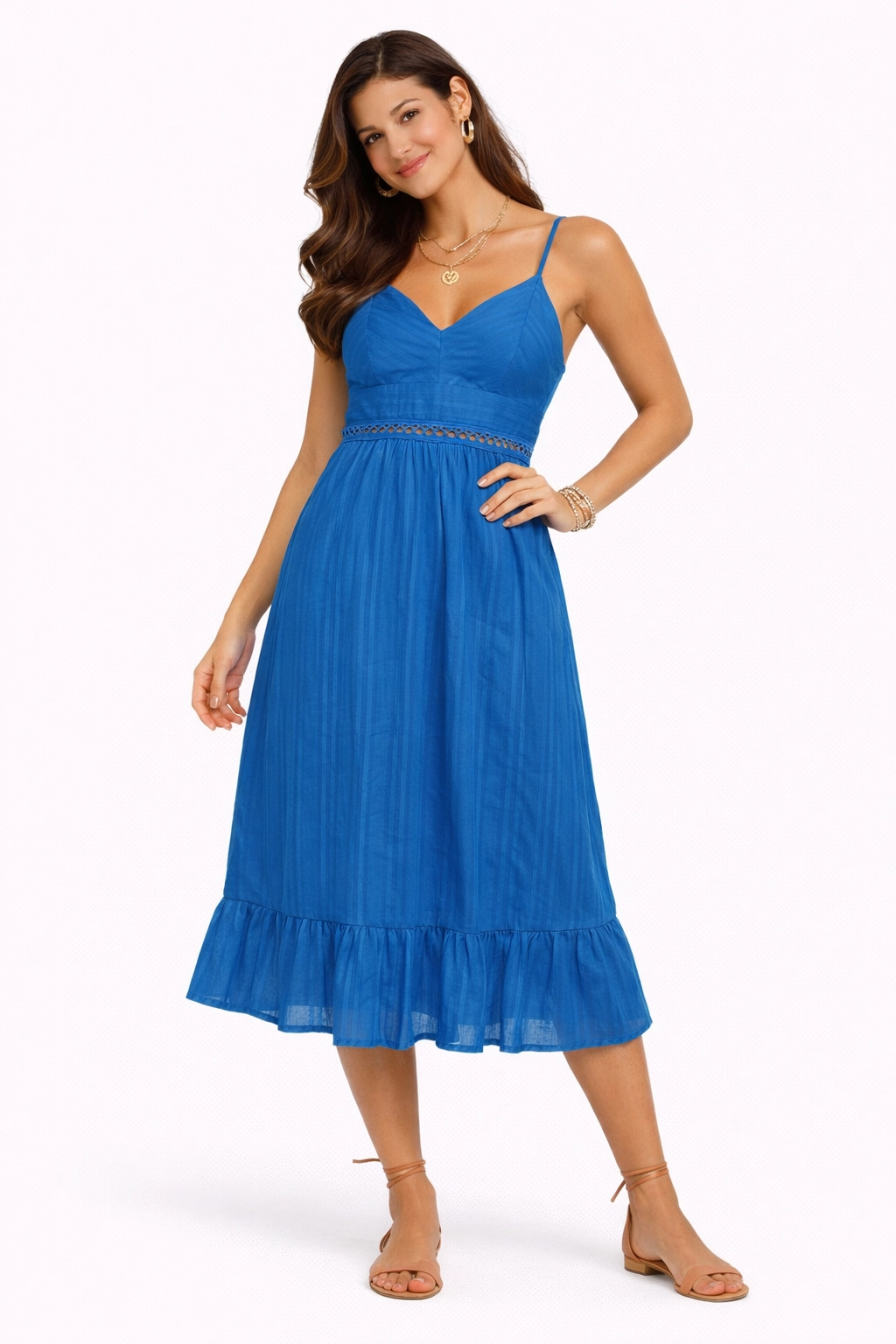 Vestido Midi Alça Pietra Azul Feminino