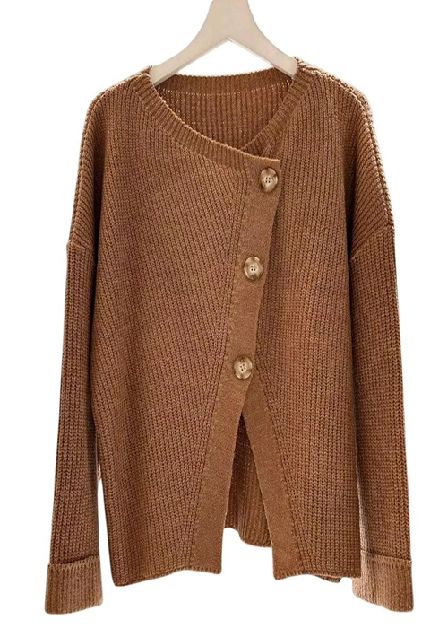 Casaco Tricot Transpassado Bege Feminino