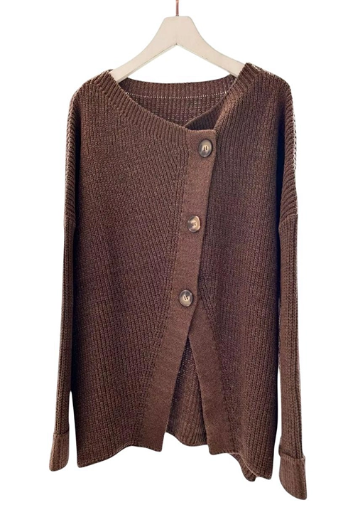 Casaco Tricot Transpassado Marrom