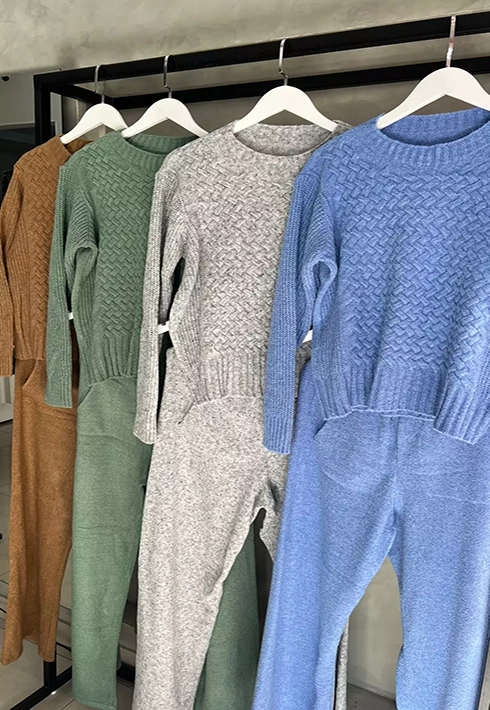 Conjunto Tricot Trançado Azul Jeans