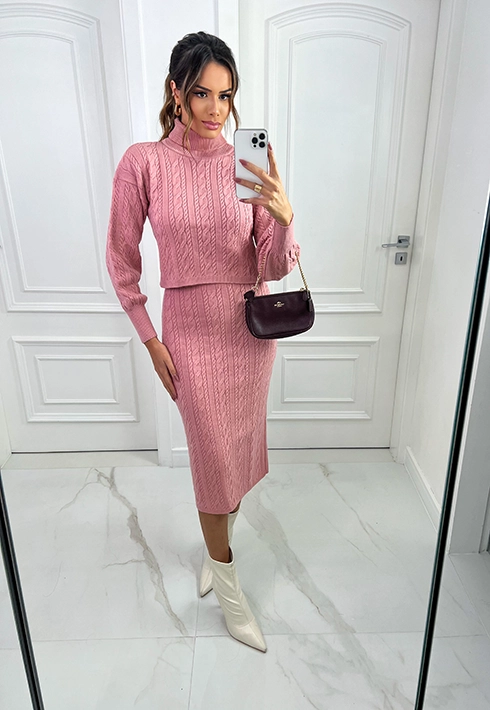 Conjunto Tricot Bela Rosa