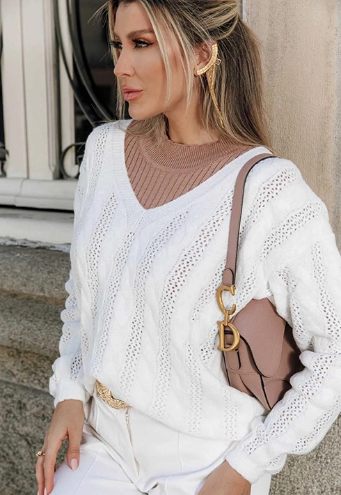 Blusa Tricot Madah Branco Feminino