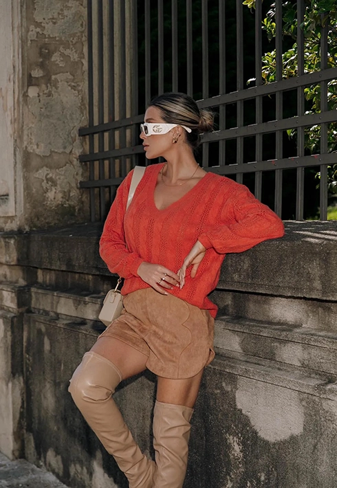 Blusa Tricot Madah Laranja
