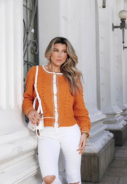 Casaco Tricot Tielen Laranja