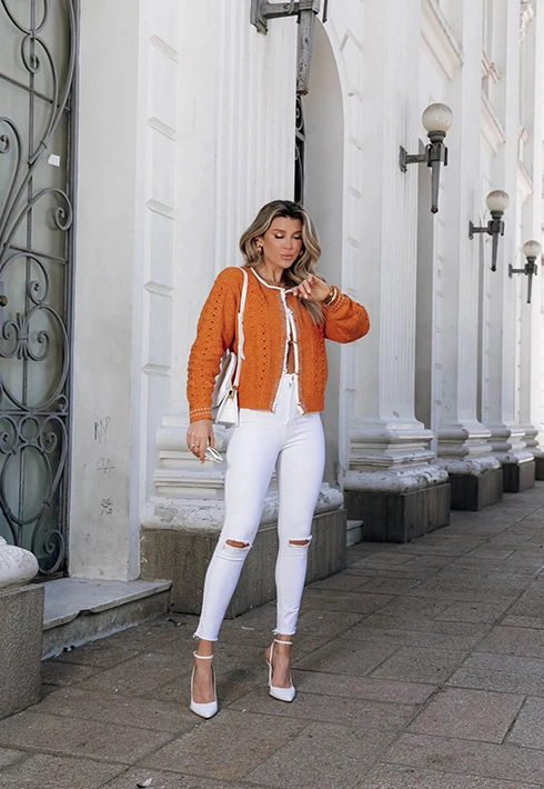 Casaco Tricot Tielen Laranja