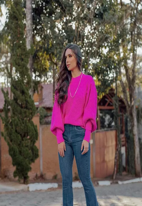 Blusa Tricot Rafaela Rosa Neon