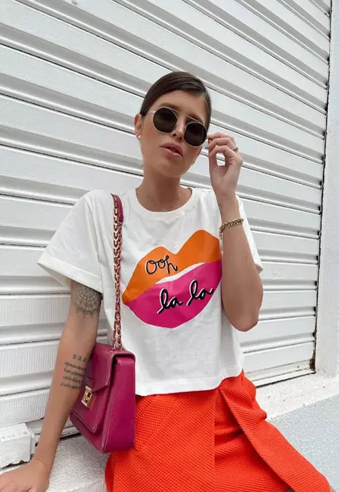 Cropped Estampa Boca Ooh Off White