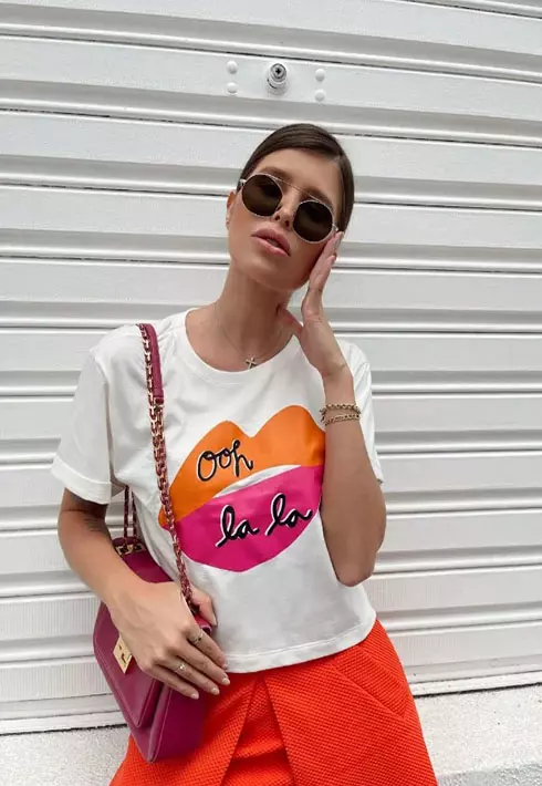 Cropped Estampa Boca Ooh Off White