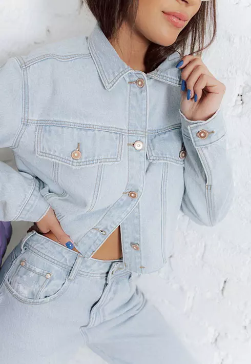 Jaqueta Cropped Jeans Clara Feminino