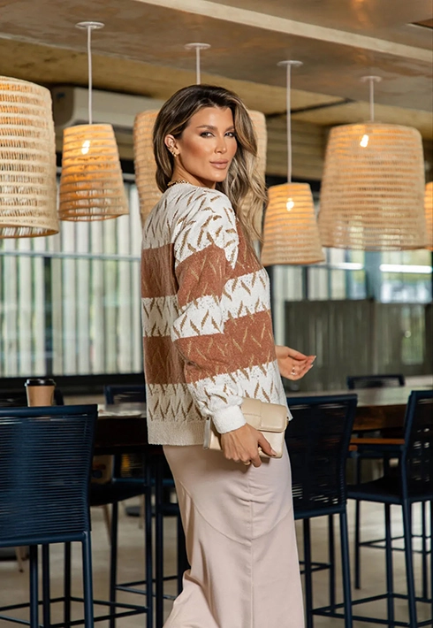 Blusa Tricot Eva Marrom Claro