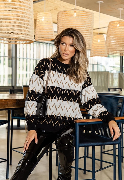 Blusa Tricot Eva Preto Feminino